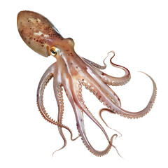 Squid animals, for underwater animal themes or seafood menu needs