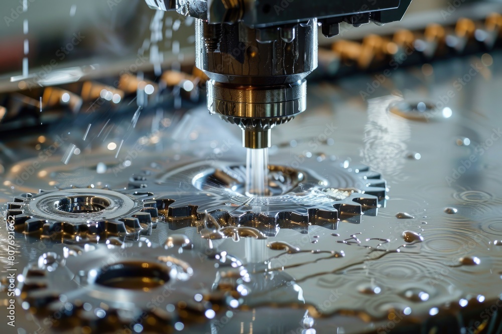 Poster detailed view of a machine with gears. ideal for industrial concepts