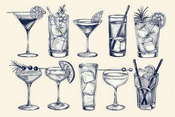 A collection of various cocktail glasses, perfect for bars and restaurants