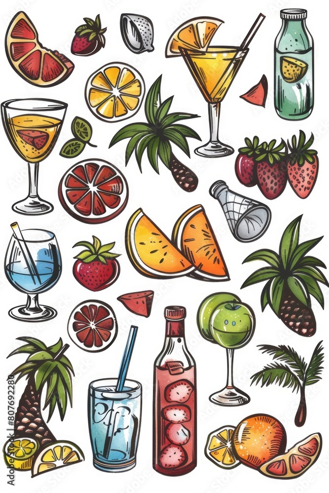 Poster Various types of drinks and beverages suitable for multiple occasions