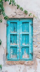 Pastel Charm, Rustic Mediterranean Window in Bright Hues