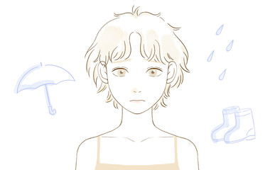 梅雨の悩み（ショートカットの癖毛）