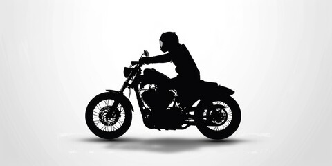 A silhouette of a woman riding a motorcycle. Suitable for various design projects