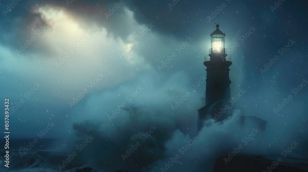 Aufkleber A dramatic image of a lighthouse in the middle of a storm. Suitable for various design projects