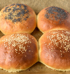 buns with sesame and poppy seeds