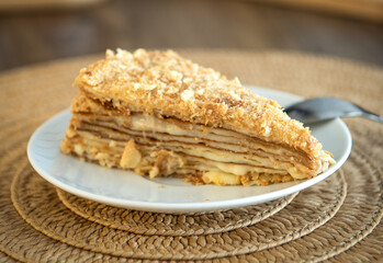 piece of honey cake on plate