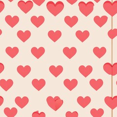 Seamless pattern of tiny hearts arranged in rows, ideal for a sweet and charming wrapping paper design, Generative AI