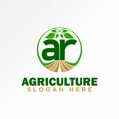 Logo design graphic creative concept premium vector stock initial letter AR font with leaves nature farm agriculture. Related to typography monogram