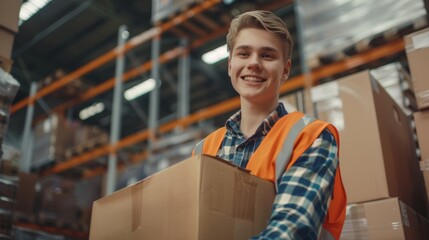 A Smiling Warehouse Worker