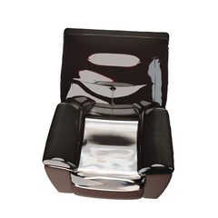 brown chair 3d rendering with glass