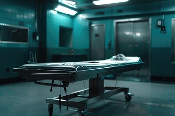 Hospital room with bed on the floor. Suitable for medical and healthcare concepts