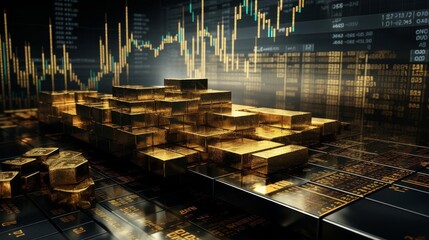 Symbiosis of gold investments and stock market trends depicted in a digital format