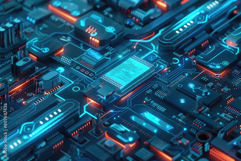 Aufkleber detailed view of a computer circuit board, perfect for technology concepts