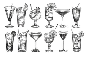 Assorted cocktail glasses for bar and restaurant themes