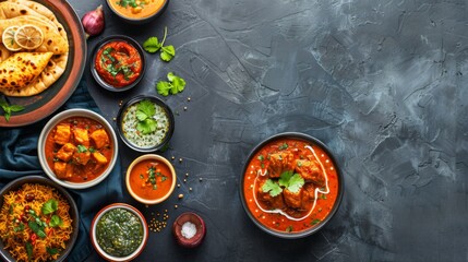 A table adorned with bowls overflowing with various Indian food delicacies