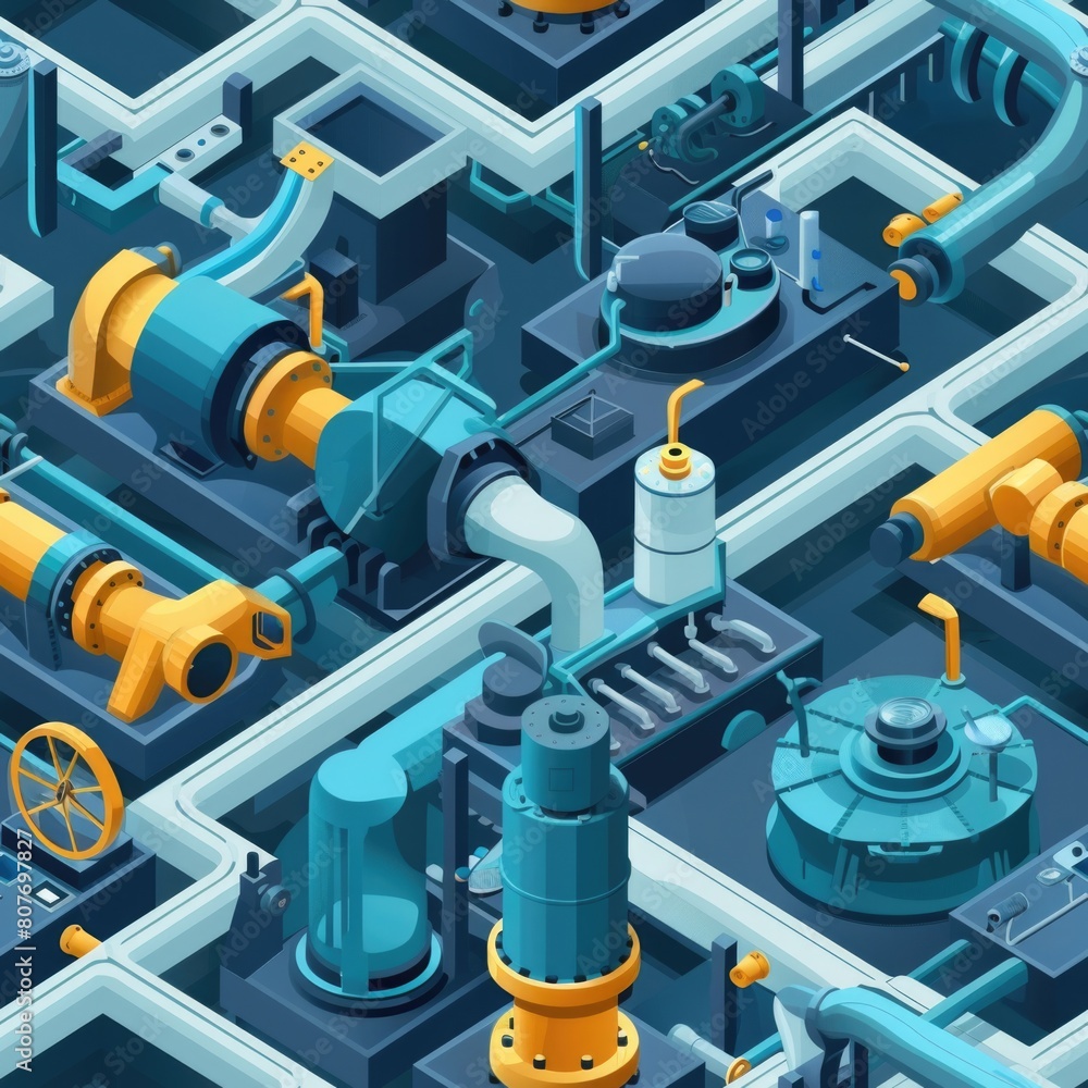 Poster a network of interconnected pipes. suitable for industrial concepts