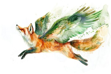 Obraz premium Detailed watercolor painting of a flying fox, perfect for nature enthusiasts