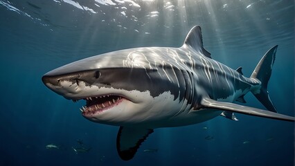 Naklejka premium Shark in the sea Great White Shark