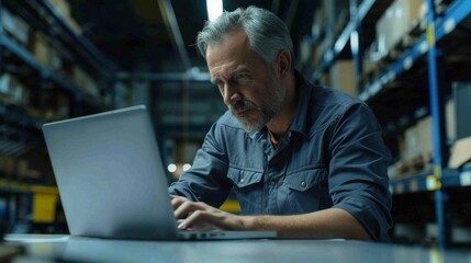 A Concentrated Worker at Laptop