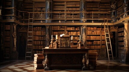 Roman scholar's private library housing ancient scrolls manuscripts and rare volumes