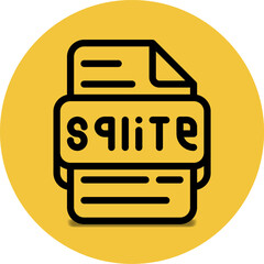 Sqlite file type icon. files and document format extension. with an outline style design and a turquoise yellow background