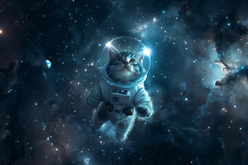 a cat astronaut in space