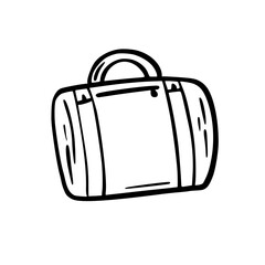 Suitcase. Doodle icon on white background.