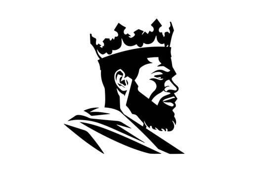 recommend clip art: Regal King Vector Logo: Noble Profile with Crown and Beard, Inspired by Ancient Majesty.