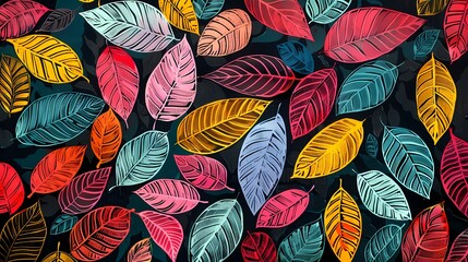 colorful leaves plants pattern illustration poster background