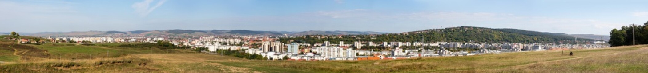 Obraz premium Targu Mures panorama with the Tudor residential complex in the foreground