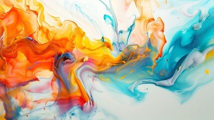 Radiant explosions of colorful liquid spreading gracefully across a white surface, creating a mesmerizing and visually stunning display of color and movement.