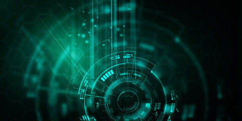 2d illustration Abstract futuristic electronic circuit technology background