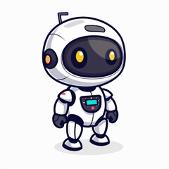 A robot is standing on a white background