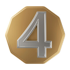 Obraz premium 4 Number on shape gold 3d render