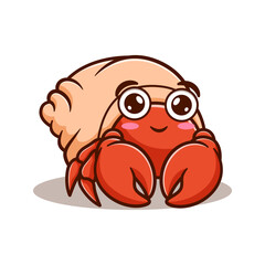 cute and kawaii hermit crab cartoon illustration design