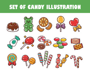 Various candy element vector illustration set