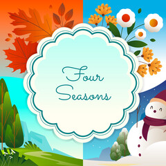 Four seasons frame in gradient style