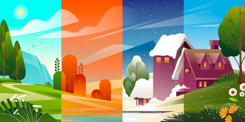 Four seasons composition in gradient style