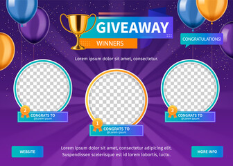 Giveaway winners realistic composition template