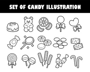 Various candy element vector outline illustration set