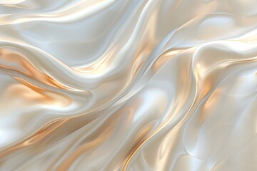 3d silk luxury texture background. Fluid iridescent holographic neon curved elegant wave in motion white and gold background. Silky cloth luxury fluid wave banner.

