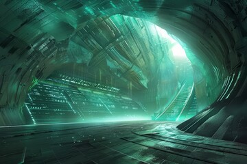 Think of a stadium within a cave system, lit by phosphorescent minerals and techenhanced echoes, in a Constructivist style with room for textual content