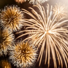 Obraz premium a close up of a bunch of fireworks on a dark background with a blurry image of firecrackers in the middle of the image and a blurry foreground.