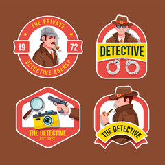 Detective logo hand drawn emblems set