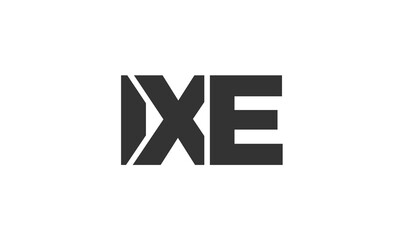 IXE logo design template with strong and modern bold text. Initial based vector logotype featuring simple and minimal typography. Trendy company identity.