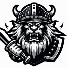 Angry king lion logo for gamers