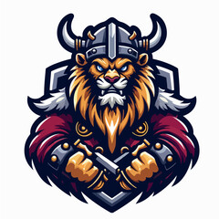 Angry king lion logo for gamers