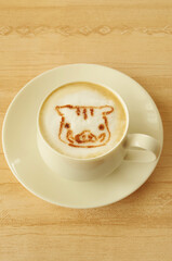 イノシシのラテアート