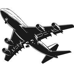 Airplane vector silhouette isolated on white background