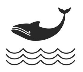 Stylized Whale with Ocean Waves